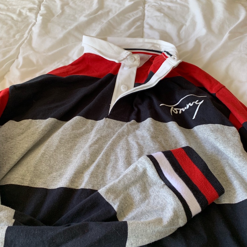 Tommy Hilfiger long sleeve big stripe polo